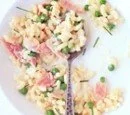 eten pasta recept macaroni ham doperwtjes bieslook